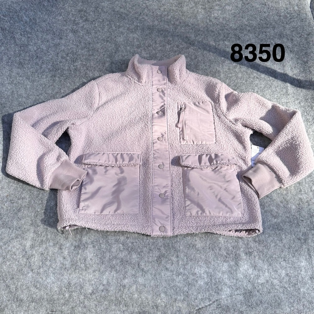 FLX Active Outdoor Women L Mauve Pink Sherpa Fleece Snap Utility Jacket 142393